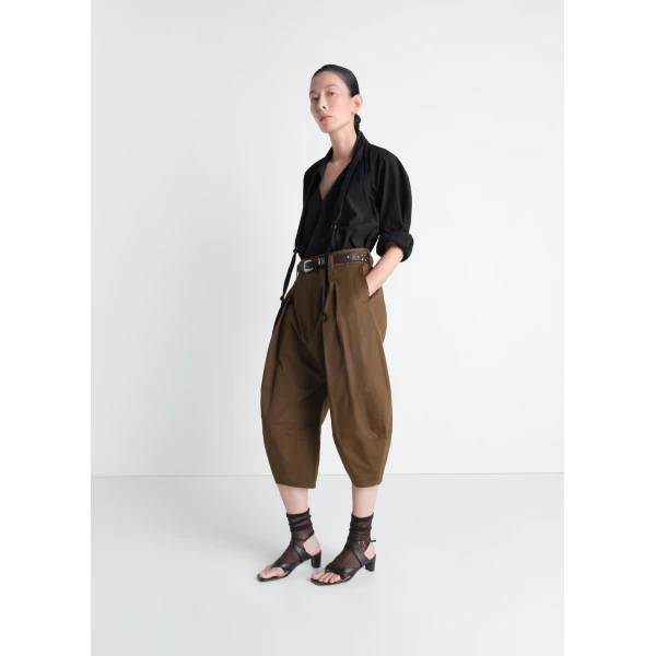 Lemaire Blouse with Scarf in Crepe Cotton - Tops - Parisian Minimalist Luxury at Luxury Shoes 