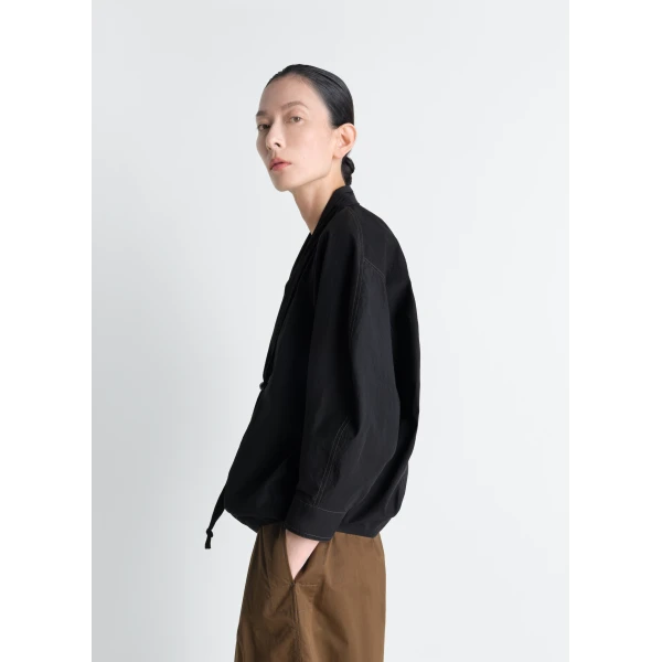Lemaire Blouse with Scarf in Crepe Cotton - Tops - Parisian Minimalist Luxury at Luxury Shoes 