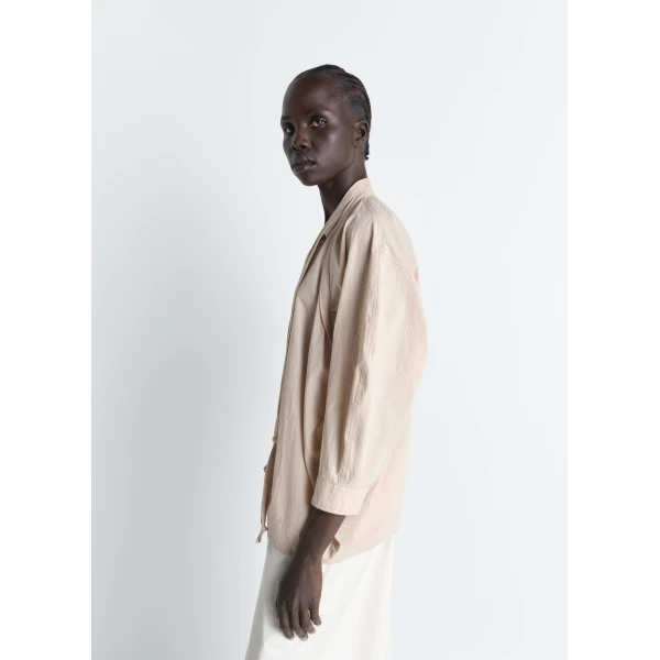 Lemaire Blouse with Scarf in Crepe Cotton - Tops - Parisian Minimalist Luxury at Luxury Shoes 