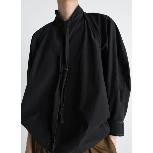 Lemaire Blouse with Scarf in Crepe Cotton - Tops - Parisian Minimalist Luxury at Luxury Shoes 