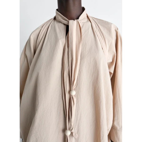 Lemaire Blouse with Scarf in Crepe Cotton - Tops - Parisian Minimalist Luxury at Luxury Shoes 