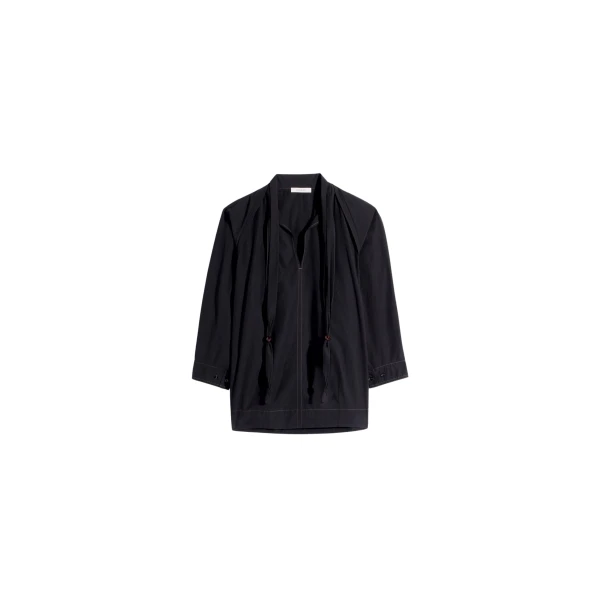 Lemaire Blouse with Scarf in Crepe Cotton - Tops - Parisian Minimalist Luxury at Luxury Shoes 