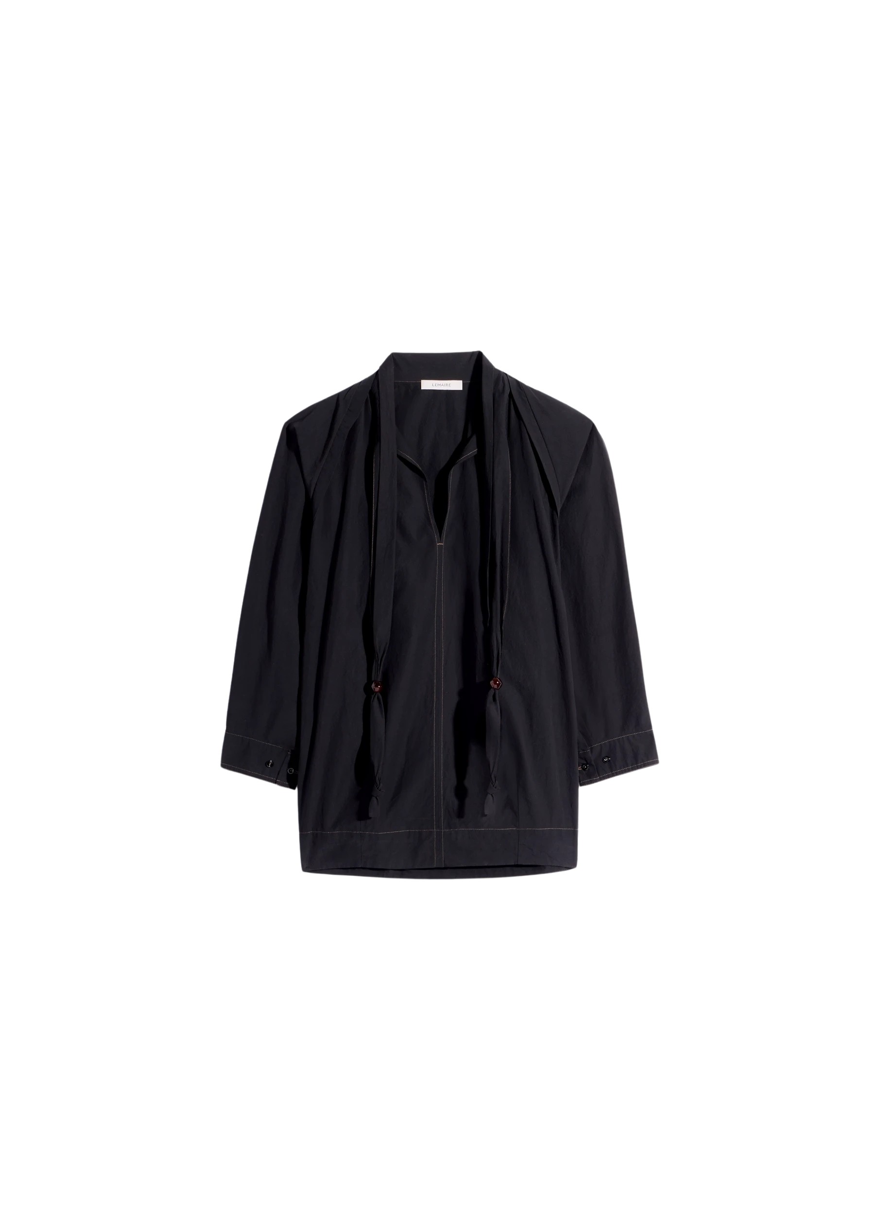 Lemaire Blouse with Scarf in Crepe Cotton - Tops - Parisian Minimalist Luxury at Luxury Shoes 