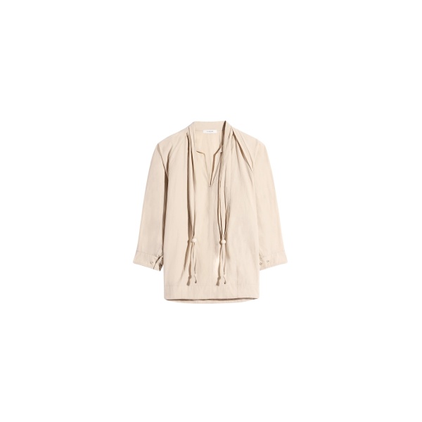 Lemaire Blouse with Scarf in Crepe Cotton - Tops - Parisian Minimalist Luxury at Luxury Shoes 
