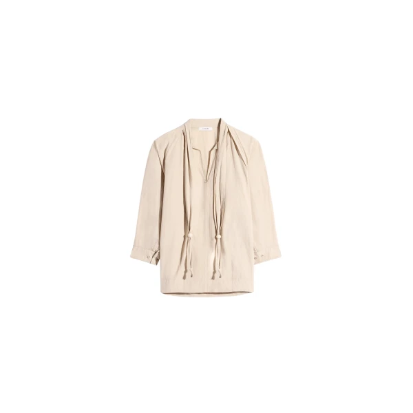 Lemaire Blouse with Scarf in Crepe Cotton - Tops - Parisian Minimalist Luxury at Luxury Shoes 