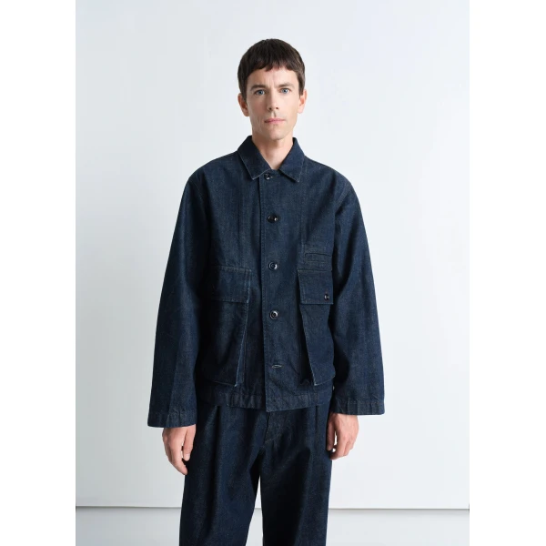 Lemaire Boxy Jacket in Denim - Jackets - Parisian Minimalist Luxury at Luxury Shoes 