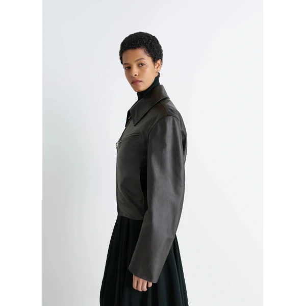 Lemaire Boxy Leather Blouson in Leather - Jackets - Parisian Minimalist Luxury at Luxury Shoes 