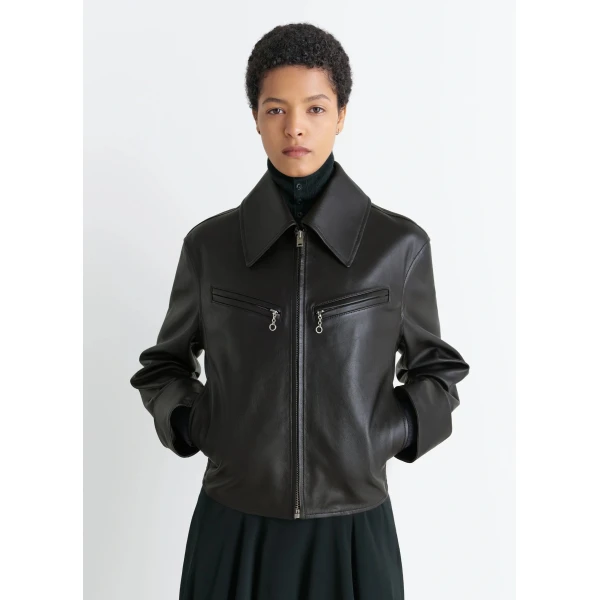 Lemaire Boxy Leather Blouson in Leather - Jackets - Parisian Minimalist Luxury at Luxury Shoes 