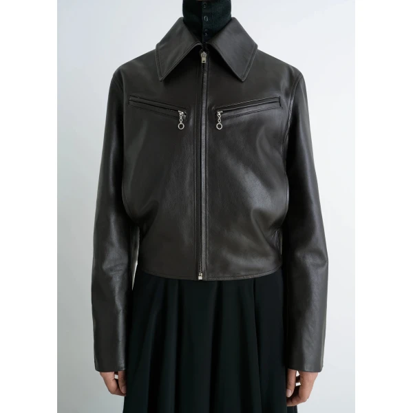 Lemaire Boxy Leather Blouson in Leather - Jackets - Parisian Minimalist Luxury at Luxury Shoes 