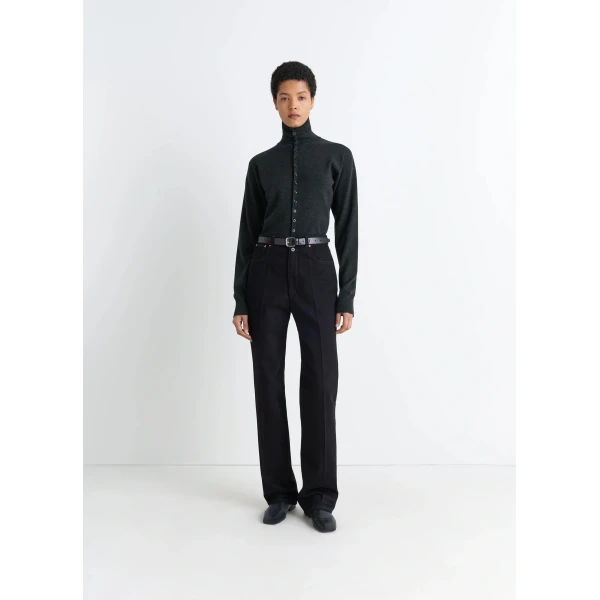 Lemaire Buttoned Fitted Cardigan in Fine Wool - Knitwear - Parisian Minimalist Luxury at Luxury Shoes 