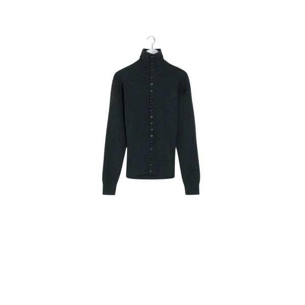 Lemaire Buttoned Fitted Cardigan in Fine Wool - Knitwear - Parisian Minimalist Luxury at Luxury Shoes 