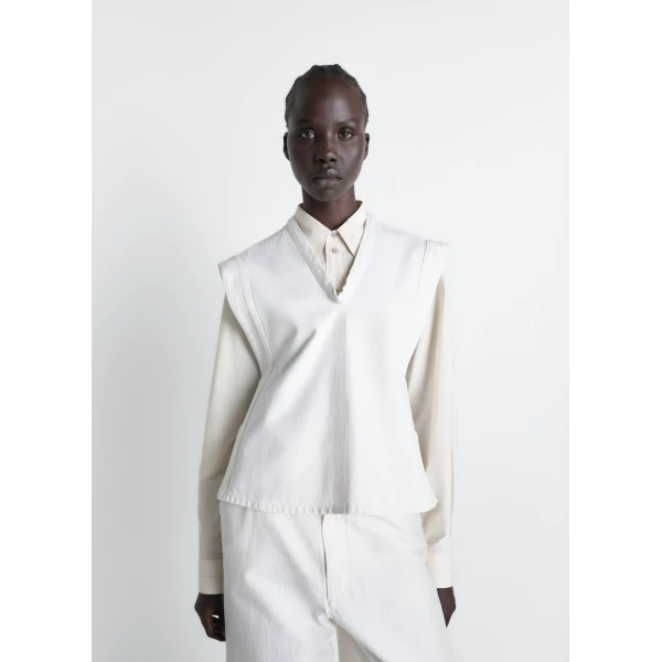 Lemaire Chasuble in Denim - Tops - Parisian Minimalist Luxury at Luxury Shoes 