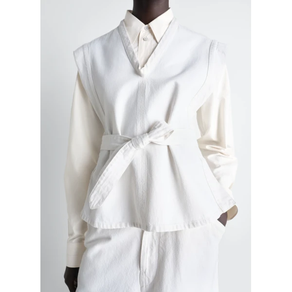 Lemaire Chasuble in Denim - Tops - Parisian Minimalist Luxury at Luxury Shoes 