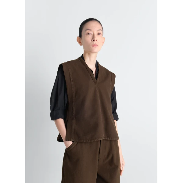 Lemaire Chasuble in Dyed Broken Twill - Tops - Parisian Minimalist Luxury at Luxury Shoes 