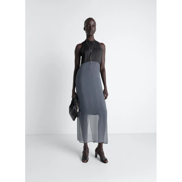 Lemaire Column Dress in Crepe De Chine Viscose - Dresses - Parisian Minimalist Luxury at Luxury Shoes 