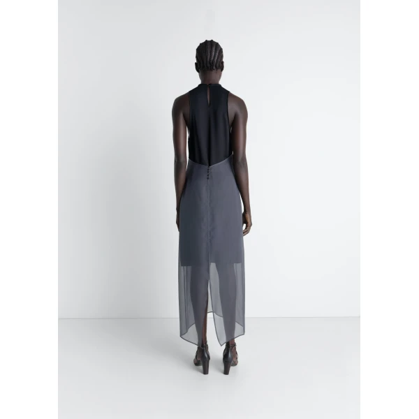 Lemaire Column Dress in Crepe De Chine Viscose - Dresses - Parisian Minimalist Luxury at Luxury Shoes 