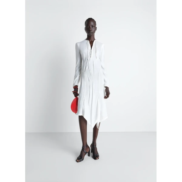 Lemaire Creased Bias Dress in Poly Viscose Twill - Dresses - Parisian Minimalist Luxury at Luxury Shoes 