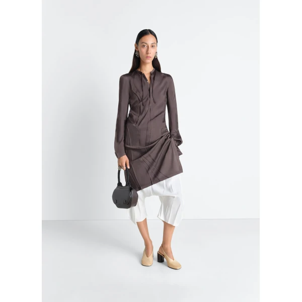 Lemaire Creased Bias Dress in Poly Viscose Twill - Dresses - Parisian Minimalist Luxury at Luxury Shoes 