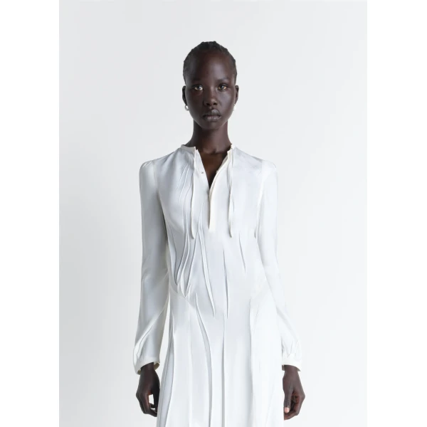 Lemaire Creased Bias Dress in Poly Viscose Twill - Dresses - Parisian Minimalist Luxury at Luxury Shoes 