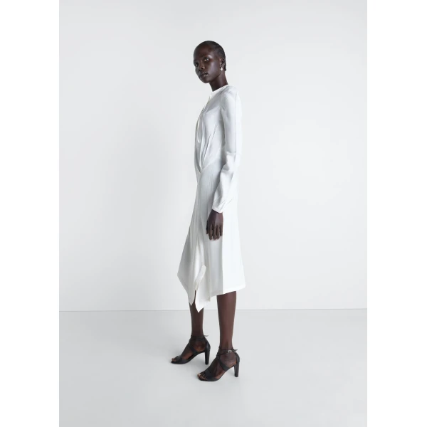 Lemaire Creased Bias Dress in Poly Viscose Twill - Dresses - Parisian Minimalist Luxury at Luxury Shoes 