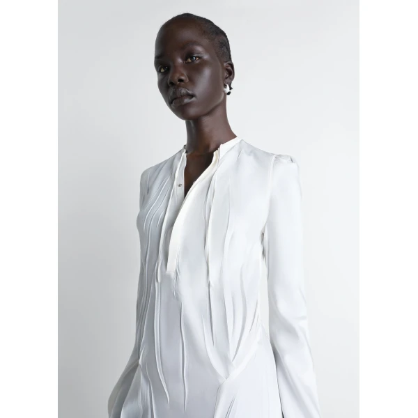Lemaire Creased Bias Dress in Poly Viscose Twill - Dresses - Parisian Minimalist Luxury at Luxury Shoes 