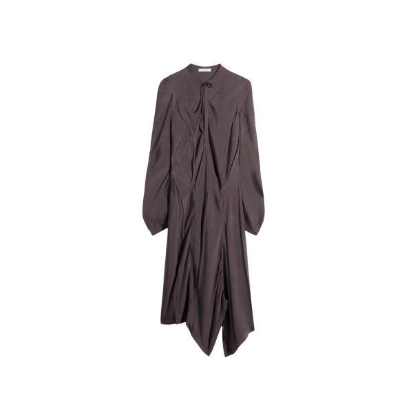 Lemaire Creased Bias Dress in Poly Viscose Twill - Dresses - Parisian Minimalist Luxury at Luxury Shoes 