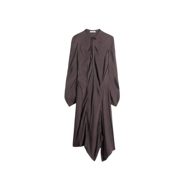 Lemaire Creased Bias Dress in Poly Viscose Twill - Dresses - Parisian Minimalist Luxury at Luxury Shoes 
