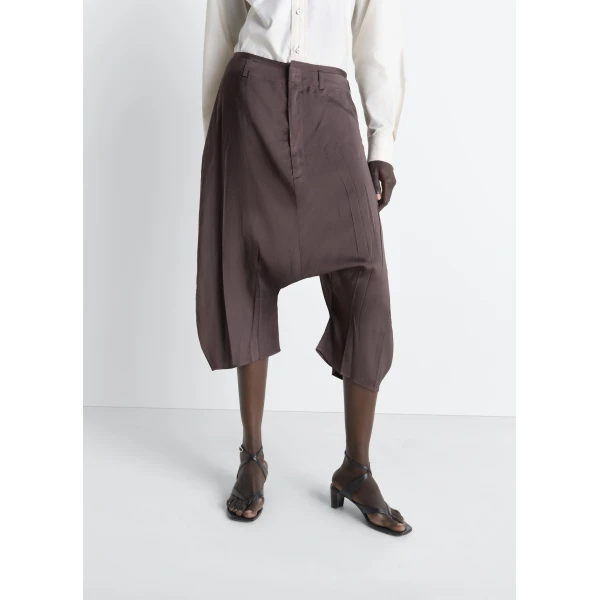 Lemaire Creased Dropped Crotch Bermudas in Poly Viscose Twill - Shorts - Parisian Minimalist Luxury at Luxury Shoes 