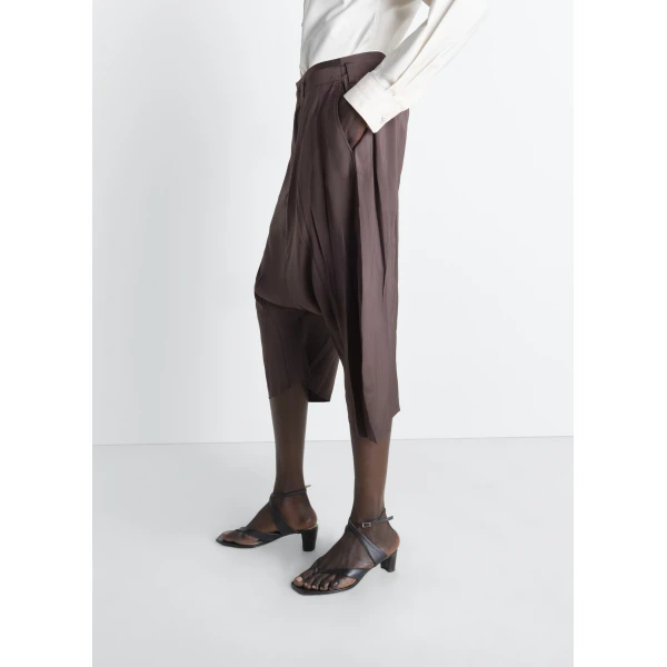 Lemaire Creased Dropped Crotch Bermudas in Poly Viscose Twill - Shorts - Parisian Minimalist Luxury at Luxury Shoes 