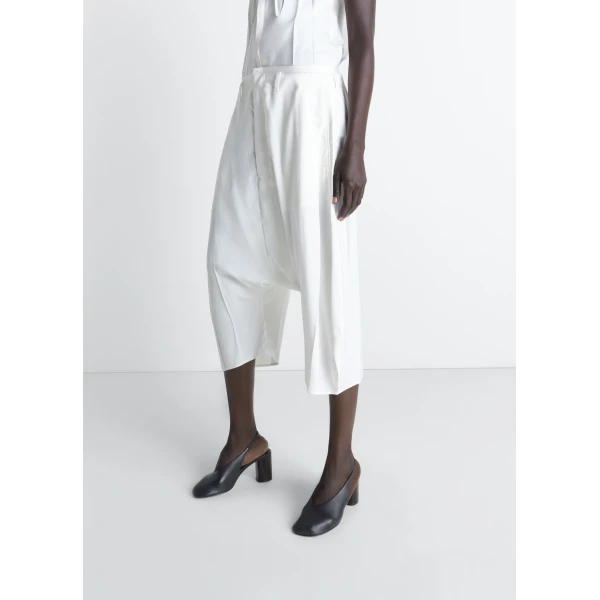 Lemaire Creased Dropped Crotch Bermudas in Poly Viscose Twill - Shorts - Parisian Minimalist Luxury at Luxury Shoes 