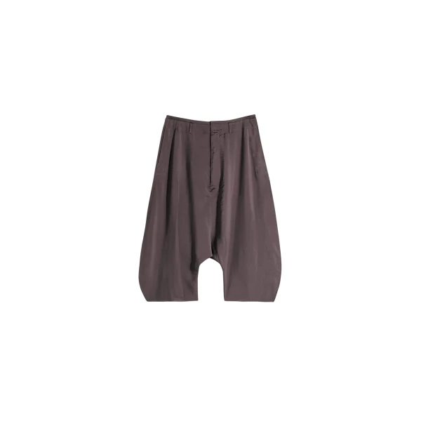 Lemaire Creased Dropped Crotch Bermudas in Poly Viscose Twill - Shorts - Parisian Minimalist Luxury at Luxury Shoes 