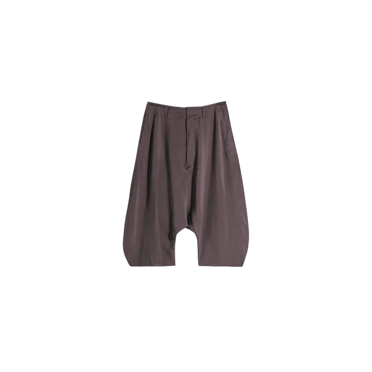 Lemaire Creased Dropped Crotch Bermudas in Poly Viscose Twill - Shorts - Parisian Minimalist Luxury at Luxury Shoes 