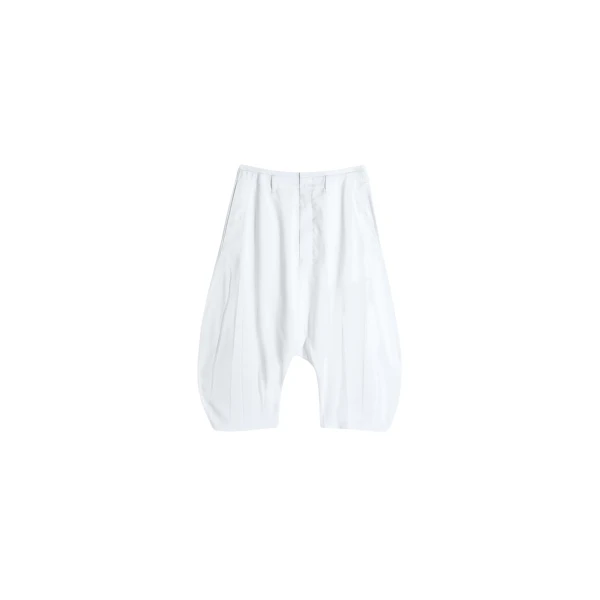 Lemaire Creased Dropped Crotch Bermudas in Poly Viscose Twill - Shorts - Parisian Minimalist Luxury at Luxury Shoes 