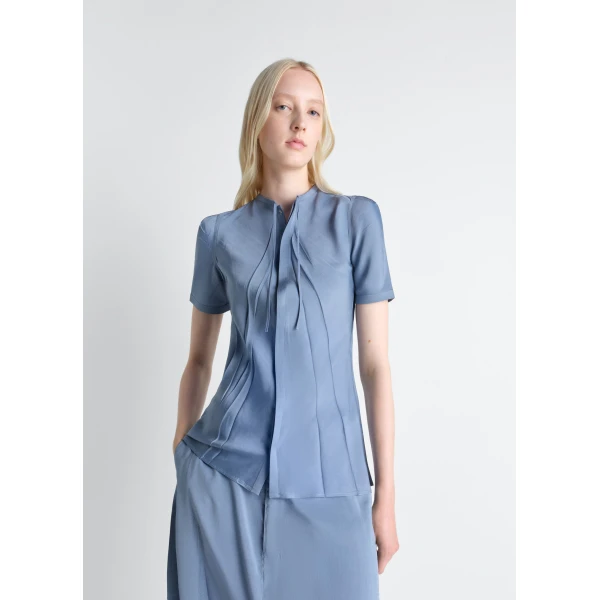 Lemaire Creased Fitted Shirt in Poly Viscose Twill - Tops - Parisian Minimalist Luxury at Luxury Shoes 