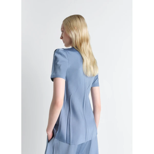 Lemaire Creased Fitted Shirt in Poly Viscose Twill - Tops - Parisian Minimalist Luxury at Luxury Shoes 