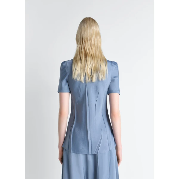 Lemaire Creased Fitted Shirt in Poly Viscose Twill - Tops - Parisian Minimalist Luxury at Luxury Shoes 