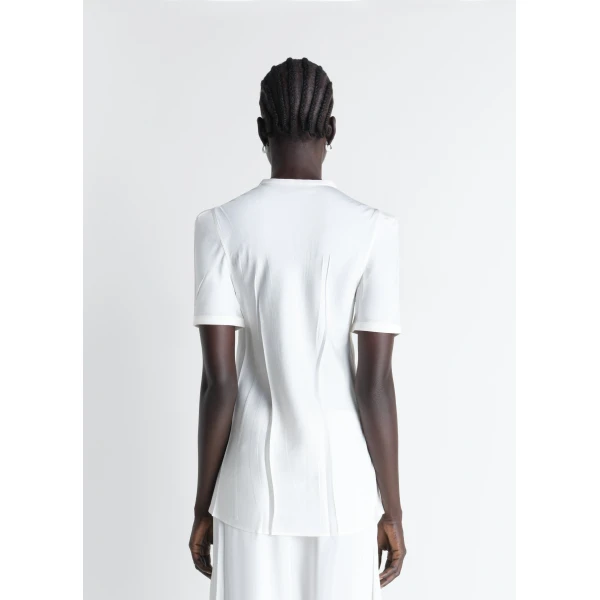 Lemaire Creased Fitted Shirt in Poly Viscose Twill - Tops - Parisian Minimalist Luxury at Luxury Shoes 