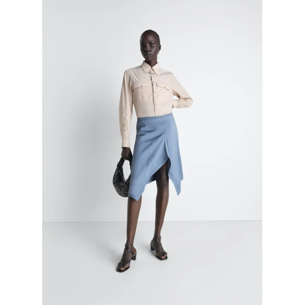 Lemaire Creased Foulard Skirt in Poly Viscose Twill - Skirts - Parisian Minimalist Luxury at Luxury Shoes 