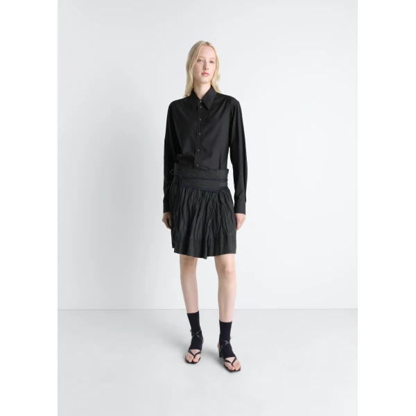 Lemaire Crinkled Wrap Skirt in Crinkled Cotton Metal - Skirts - Parisian Minimalist Luxury at Luxury Shoes 