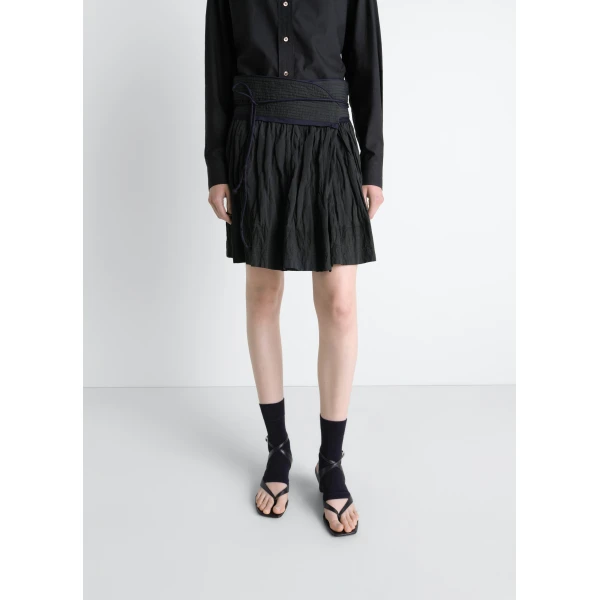 Lemaire Crinkled Wrap Skirt in Crinkled Cotton Metal - Skirts - Parisian Minimalist Luxury at Luxury Shoes 