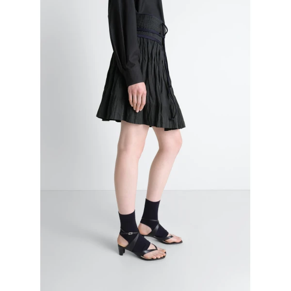 Lemaire Crinkled Wrap Skirt in Crinkled Cotton Metal - Skirts - Parisian Minimalist Luxury at Luxury Shoes 