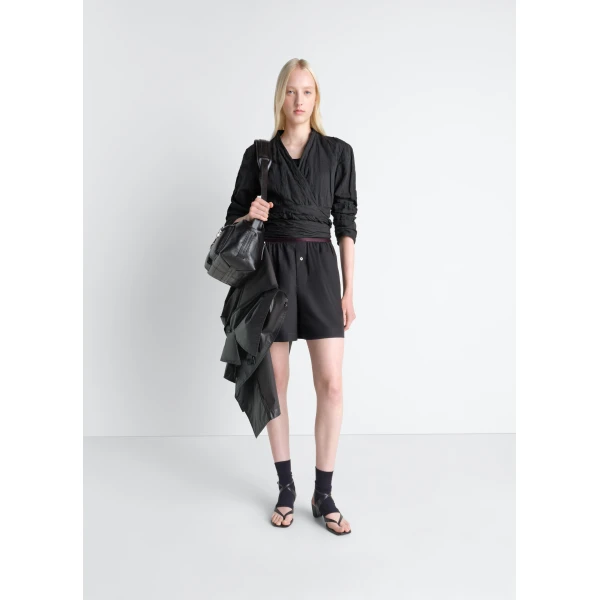 Lemaire Crinkled Wrap Top in Crinkled Cotton Metal - Tops - Parisian Minimalist Luxury at Luxury Shoes 