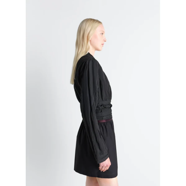 Lemaire Crinkled Wrap Top in Crinkled Cotton Metal - Tops - Parisian Minimalist Luxury at Luxury Shoes 