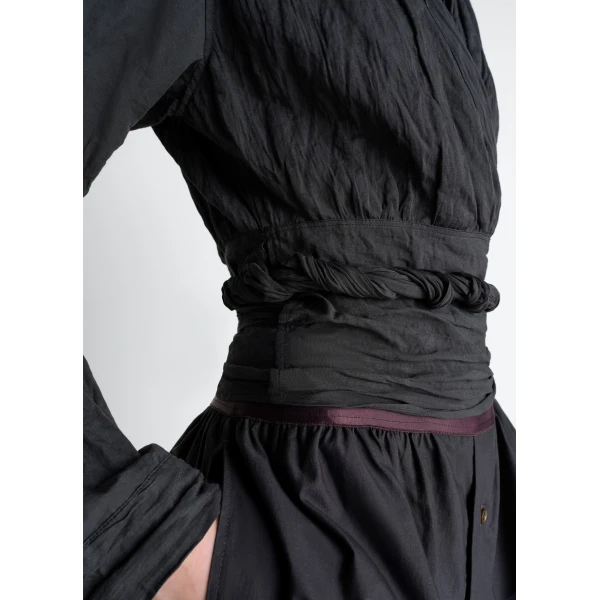 Lemaire Crinkled Wrap Top in Crinkled Cotton Metal - Tops - Parisian Minimalist Luxury at Luxury Shoes 