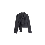 Lemaire Crinkled Wrap Top in Crinkled Cotton Metal - Tops - Parisian Minimalist Luxury at Luxury Shoes 