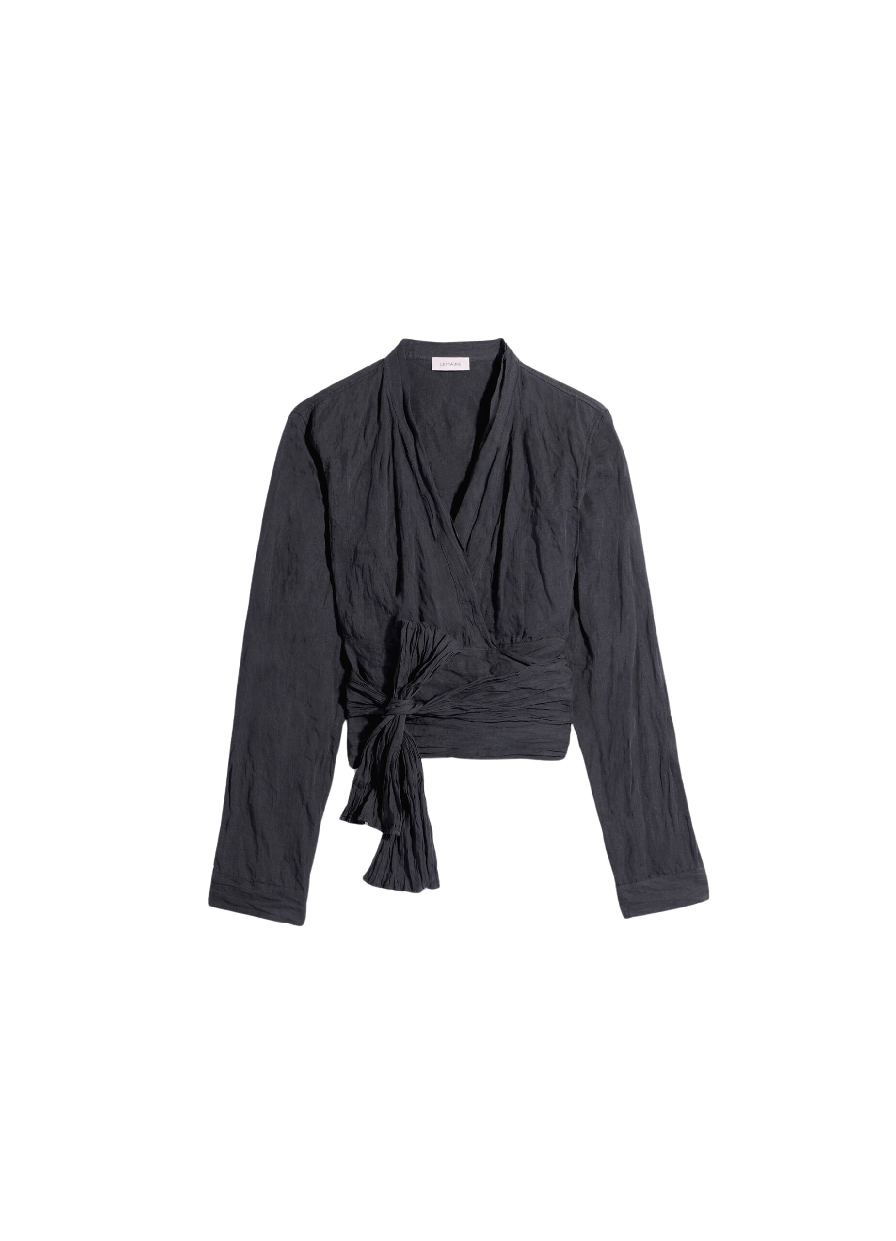 Lemaire Crinkled Wrap Top in Crinkled Cotton Metal - Tops - Parisian Minimalist Luxury at Luxury Shoes 