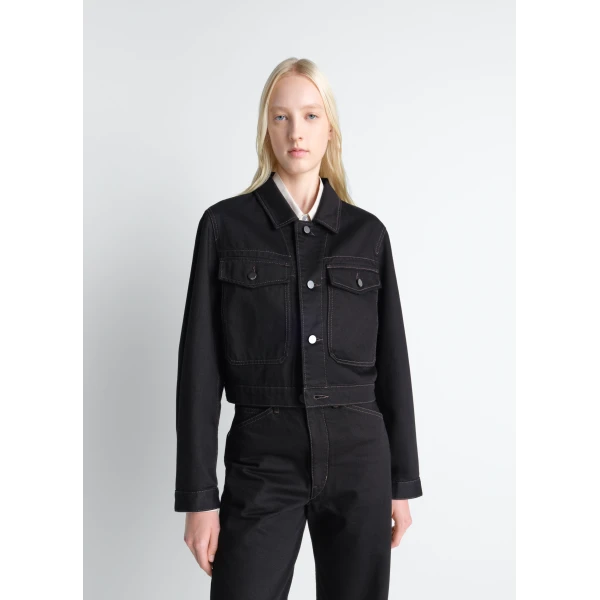 Lemaire Cropped Blouson in Denim - Jackets - Parisian Minimalist Luxury at Luxury Shoes 