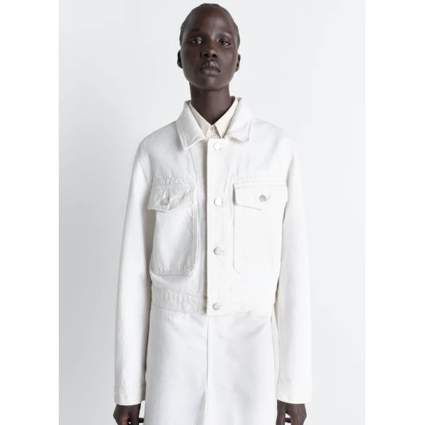 Lemaire Cropped Blouson in Denim - Jackets - Parisian Minimalist Luxury at Luxury Shoes 