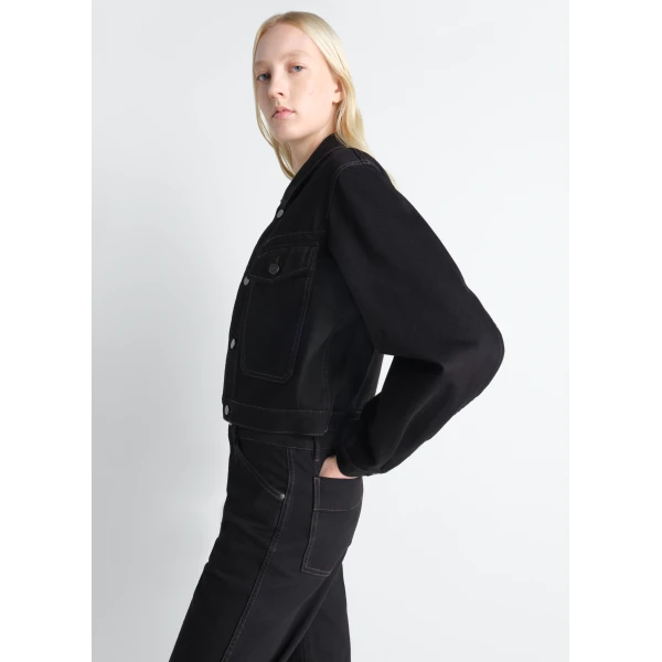 Lemaire Cropped Blouson in Denim - Jackets - Parisian Minimalist Luxury at Luxury Shoes 