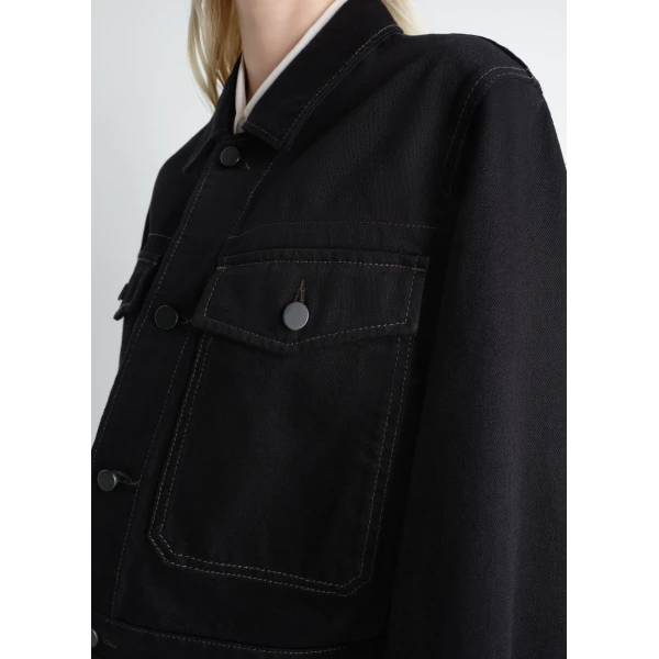 Lemaire Cropped Blouson in Denim - Jackets - Parisian Minimalist Luxury at Luxury Shoes 